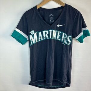 Nike Black and Teal Mariners Short Sleeve Tee